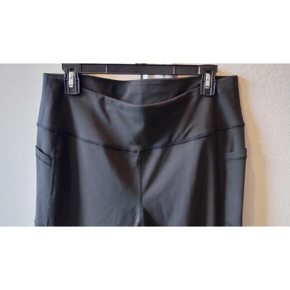 Women compressive Pockets Leggings Wide Flat Waistband Black Size 2XL - Picture 2 of 12